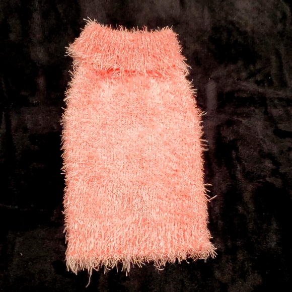 Pink Furry Dog Turtleneck Sweater S